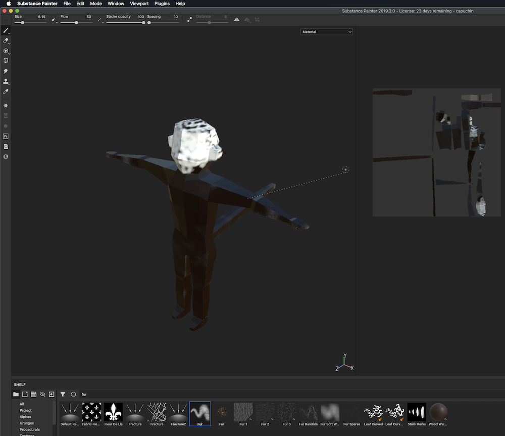 Texturing capuchin in Substance Painter